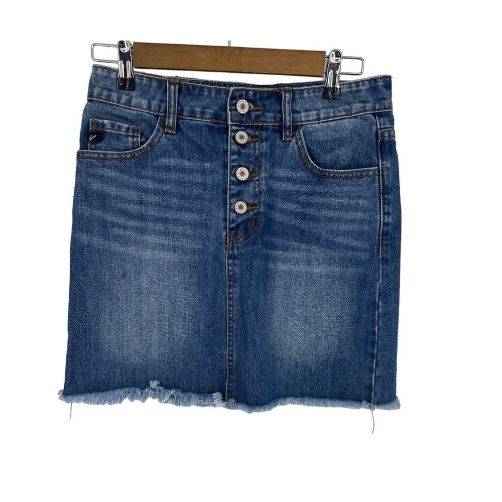 KanCan Raw Hem Button Fly Denim Mini Skirt Size S
